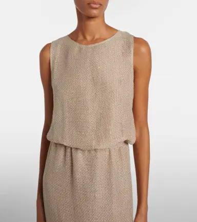 LESET Stella sequined linen-blend top | Thumbnail 2