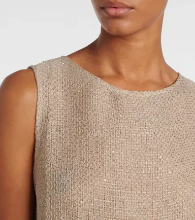 LESET Stella sequined linen-blend top | Thumbnail 3