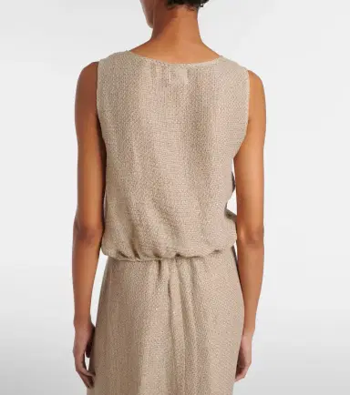 LESET Stella sequined linen-blend top | Thumbnail 5