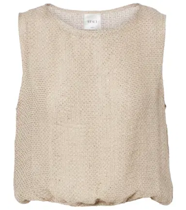 LESET Stella sequined linen-blend top | Thumbnail 1