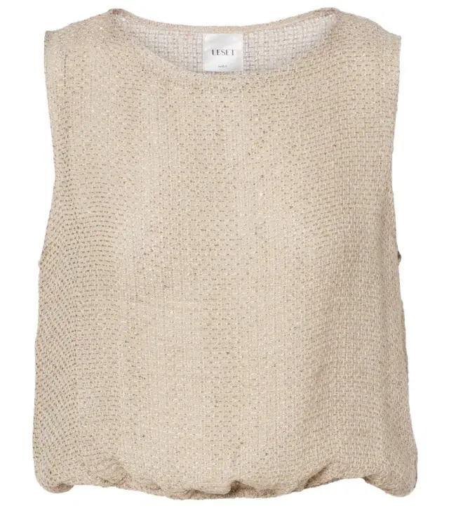 Stella sequined linen-blend top