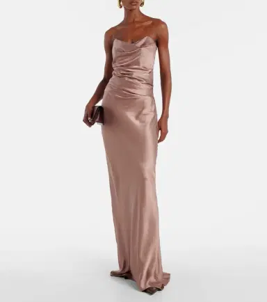The Sei Ruched strapless silk satin corset dress | Thumbnail 3