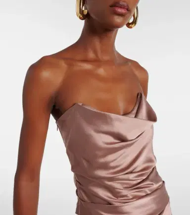 The Sei Ruched strapless silk satin corset dress | Thumbnail 4