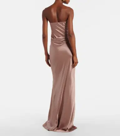 The Sei Ruched strapless silk satin corset dress | Thumbnail 5