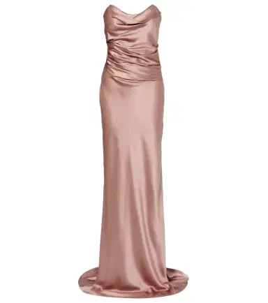 The Sei Ruched strapless silk satin corset dress | Thumbnail 1