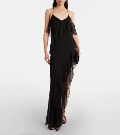 The Sei Ruffled silk chiffon maxi dress | Thumbnail 4