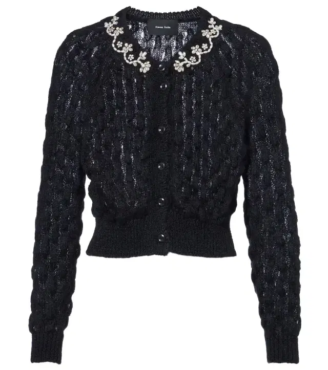 Embellished mohair-blend cardigan