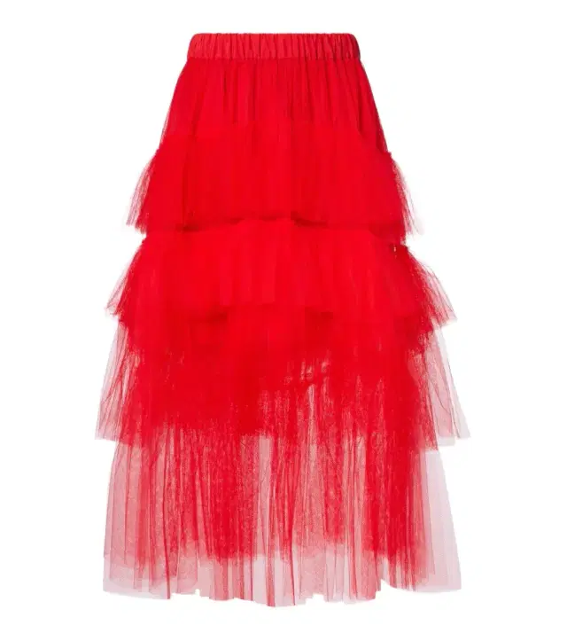 Tiered tulle midi skirt