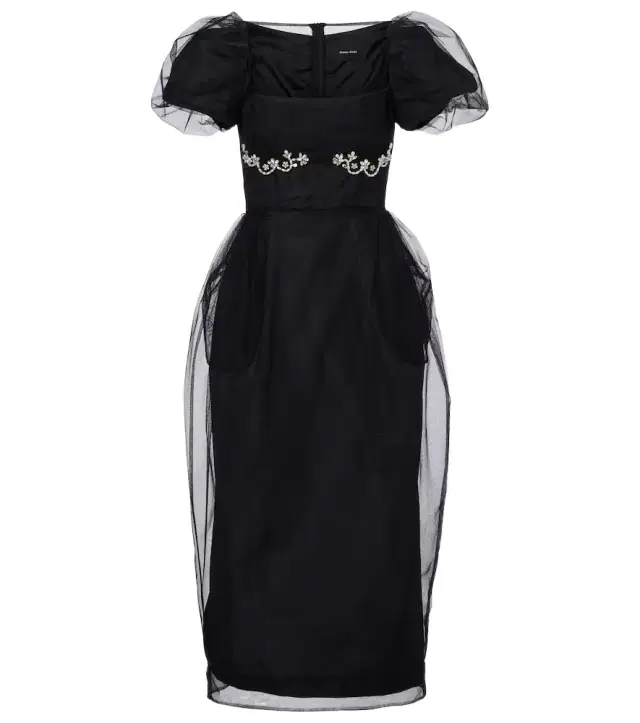 Simone Rocha Embroidered tulle midi dress