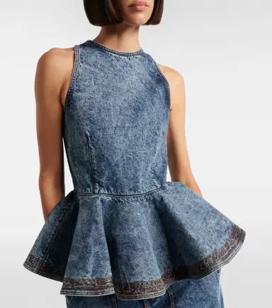 Alaïa Alaïa Peplum denim top | Thumbnail 4
