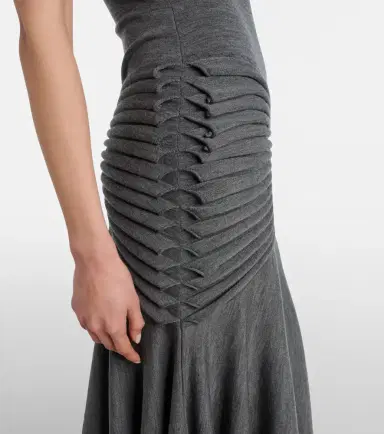 Alaïa Alaïa Knitted pleated wool midi dress | Thumbnail 2