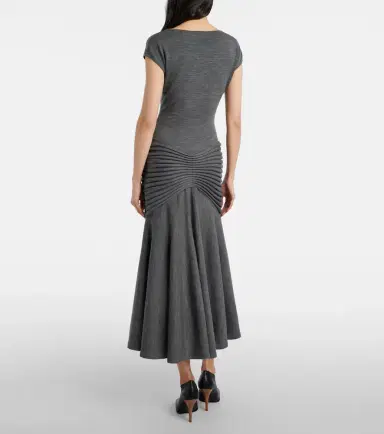 Alaïa Alaïa Knitted pleated wool midi dress | Thumbnail 3
