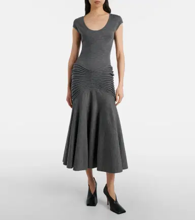 Alaïa Alaïa Knitted pleated wool midi dress | Thumbnail 5