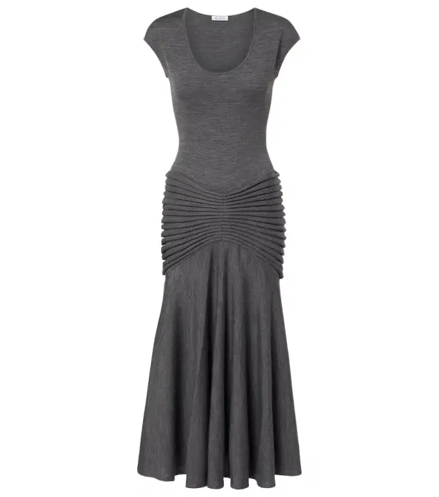Alaia Alaïa Knitted pleated wool midi dress