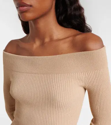 Alaïa Alaïa Ribbed-knit off-shoulder bodysuit | Thumbnail 2