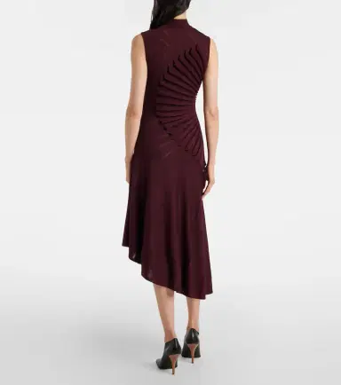 Alaïa Alaïa Asymmetric pleated wool midi dress | Thumbnail 2 Alaïa Alaïa Asymmetric pleated wool midi dress | Thumbnail 2