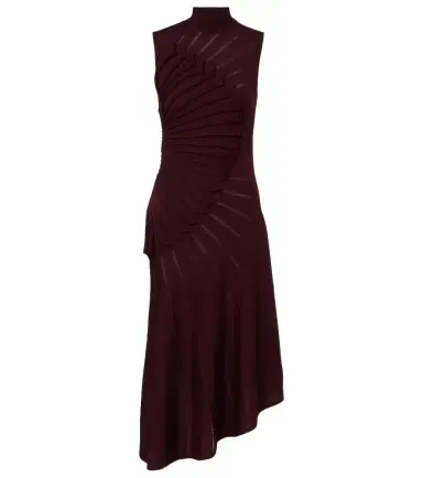 Alaïa Alaïa Asymmetric pleated wool midi dress | Thumbnail 1 Alaïa Alaïa Asymmetric pleated wool midi dress | Thumbnail 1