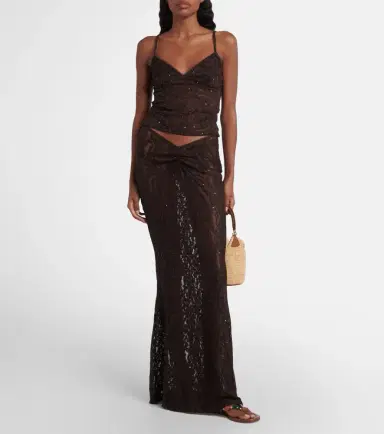 Bananhot Daisy floral lace maxi skirt | Thumbnail 4