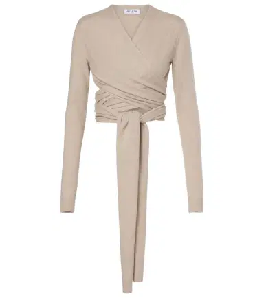 Alaïa Alaïa Cashmere and wool-blend wrap top | Thumbnail 1 Alaïa Alaïa Cashmere and wool-blend wrap top | Thumbnail 1