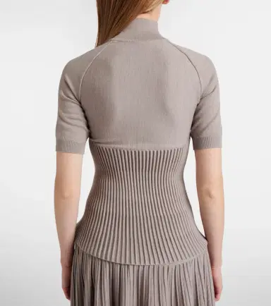 Alaïa Alaïa Ribbed-knit turtleneck wool-blend top | Thumbnail 3 Alaïa Alaïa Ribbed-knit turtleneck wool-blend top | Thumbnail 3