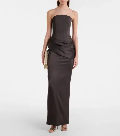 Alex Perry Draped satin crêpe bustier gown | Thumbnail 3