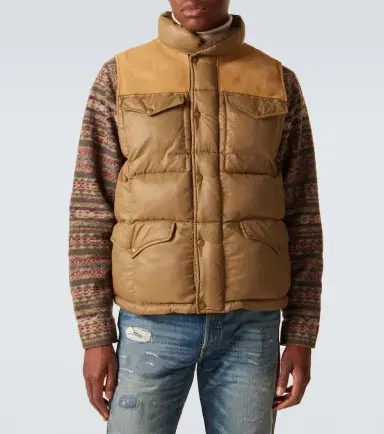 RRL Leather-trimmed ripstop puffer vest | Thumbnail 2 RRL Leather-trimmed ripstop puffer vest | Thumbnail 2