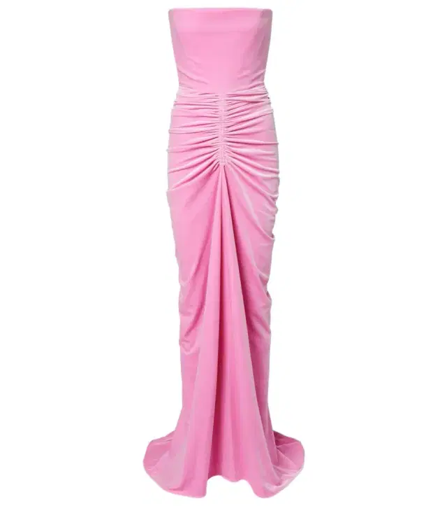 Alex Perry Ruched velvet bustier gown