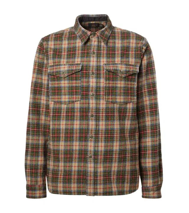 Plaid wool and cotton-blend twill shirt