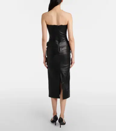 Alex Perry Strapless leather midi dress | Thumbnail 3 Alex Perry Strapless leather midi dress | Thumbnail 3