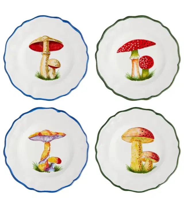 LES OTTOMANS Mushroom set of 4 ceramic side plates