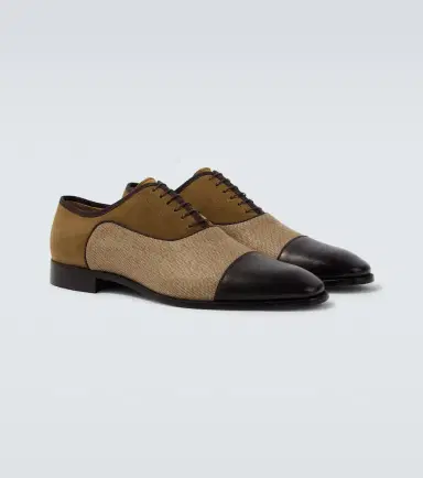 Christian Louboutin Greggory velvet, twill, and leather Oxford shoes | Thumbnail 4 Christian Louboutin Greggory velvet, twill, and leather Oxford shoes | Thumbnail 4