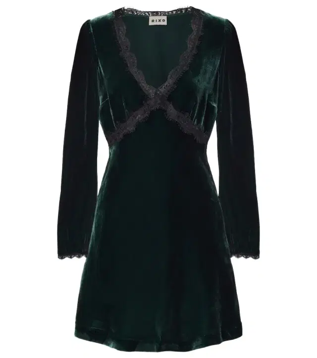 Rixo Macie lace-trimmed velvet minidress