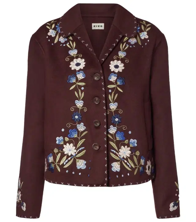 Rixo Jude embroidered wool-blend jacket