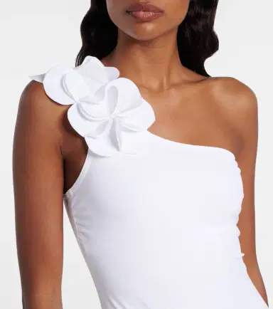 Karla Colletto Tess floral-appliqué one-shoulder swimsuit | Thumbnail 2