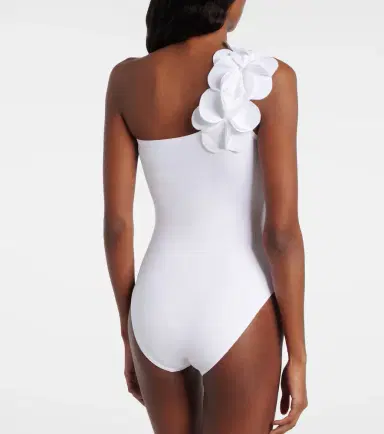 Karla Colletto Tess floral-appliqué one-shoulder swimsuit | Thumbnail 5
