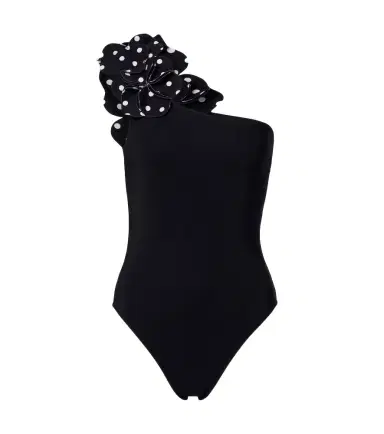 Karla Colletto Aria floral-appliqués one-shoulder swimsuit | Thumbnail 1