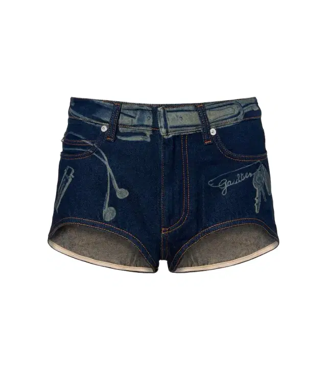 Jean Paul Gaultier Trompe-l'ail denim shorts