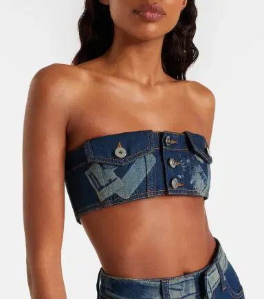 Jean Paul Gaultier Trompe-l'ail denim bandeau top | Thumbnail 2 Jean Paul Gaultier Trompe-l'ail denim bandeau top | Thumbnail 2