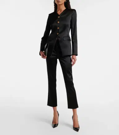 Veronica Beard Stila cropped high-rise satin slim pants | Thumbnail 6
