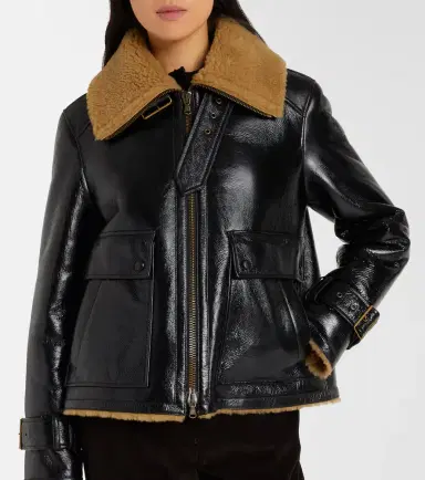Veronica Beard Danika shearling-lined leather jacket | Thumbnail 2