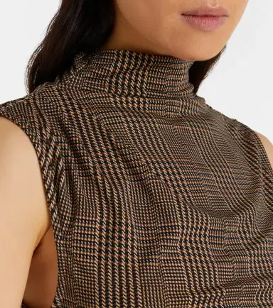 Veronica Beard Mylie houndstooth jersey top | Thumbnail 5
