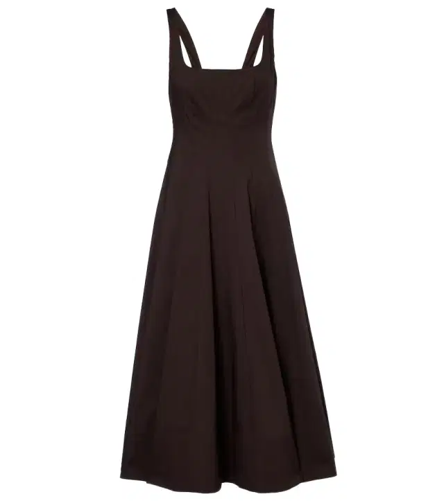 Staud Pleated cotton midi dress
