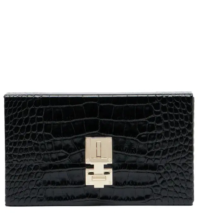 Tom Ford T Latch croc-effect leather box clutch