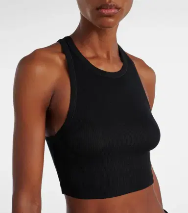 Calvin Klein Collection Pamela ribbed-knit cotton-blend crop top | Thumbnail 3