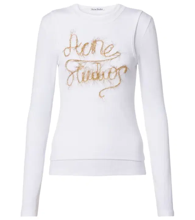 Logo layered cotton-blend top