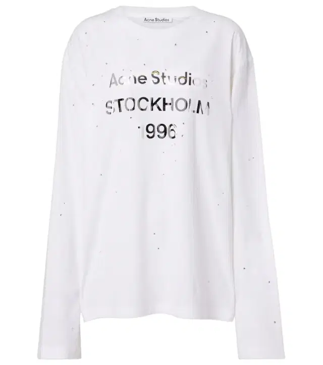 Embellished logo cotton and hemp jersey T-shirt