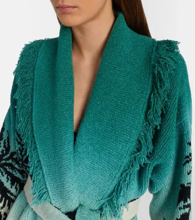 Alanui Wave Bloom fringed cotton-blend jacquard cardigan | Thumbnail 2 Alanui Wave Bloom fringed cotton-blend jacquard cardigan | Thumbnail 2