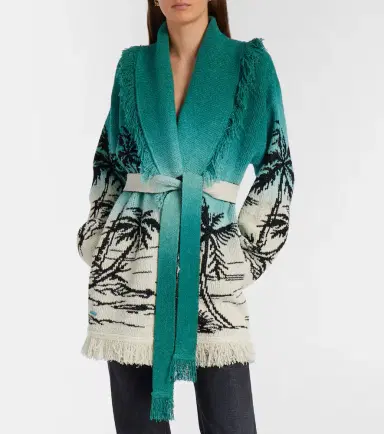 Alanui Wave Bloom fringed cotton-blend jacquard cardigan | Thumbnail 4 Alanui Wave Bloom fringed cotton-blend jacquard cardigan | Thumbnail 4