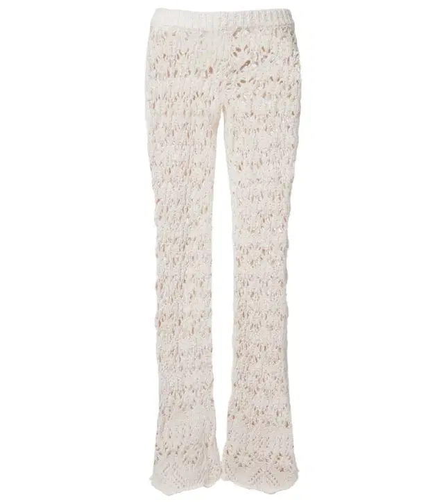 Alanui Lagoon Romance crochet flared pants