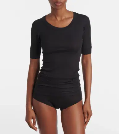 Calvin Klein Collection Ribbed-knit cotton-blend top | Thumbnail 2